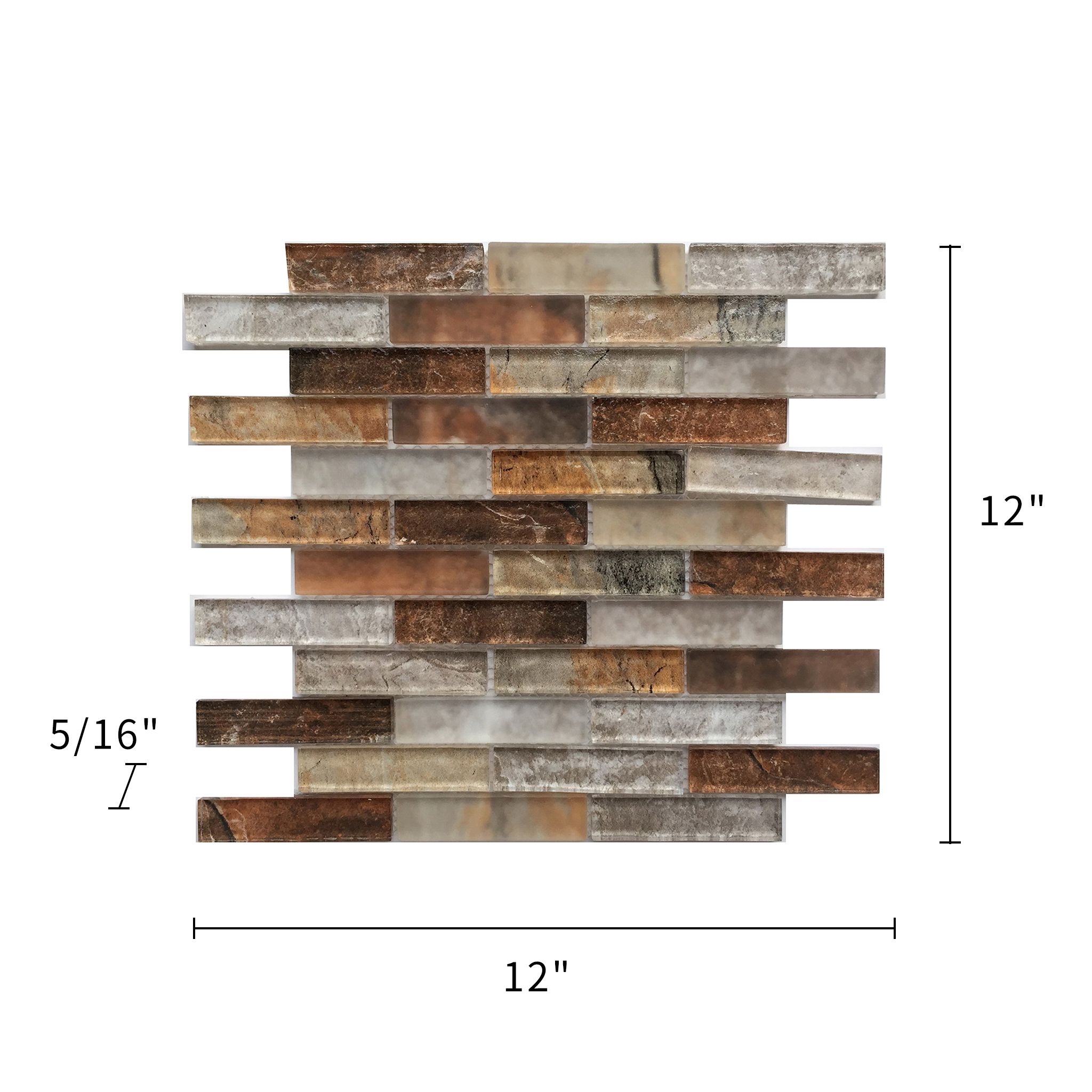 Grey Umber - Textured Mixed Color Glass Mosaic 