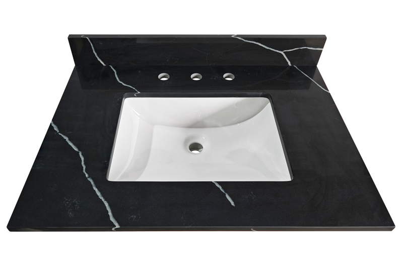 31-in Shakespeare Black Quartz Single Sink Bathroom Vanity Top