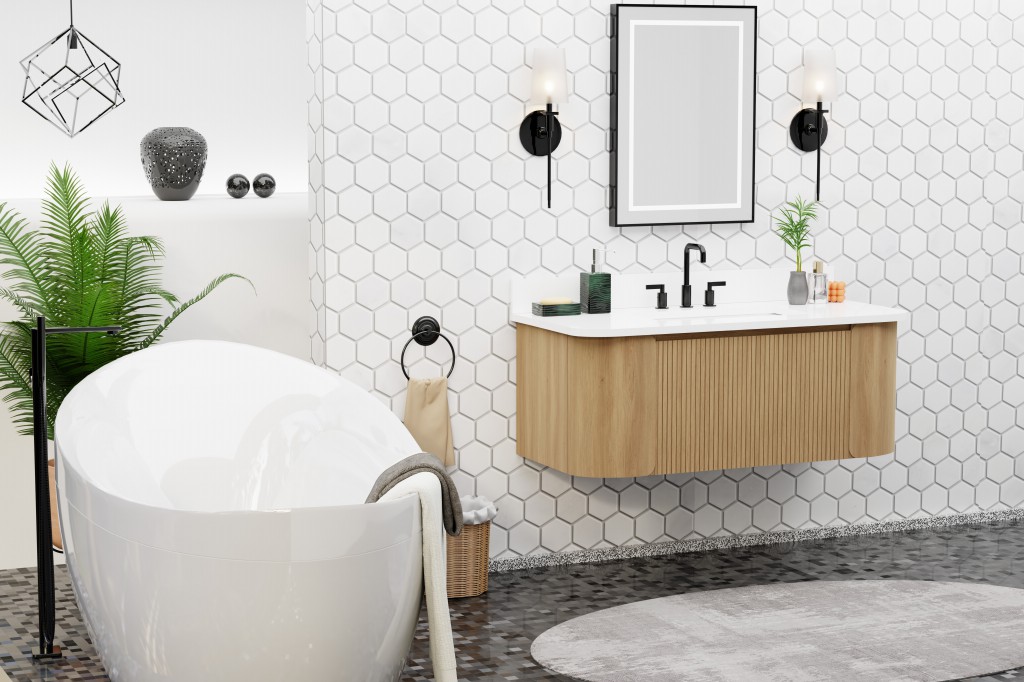 Osage 48.5-in Vanity Combo Wood with White Quartz Top 