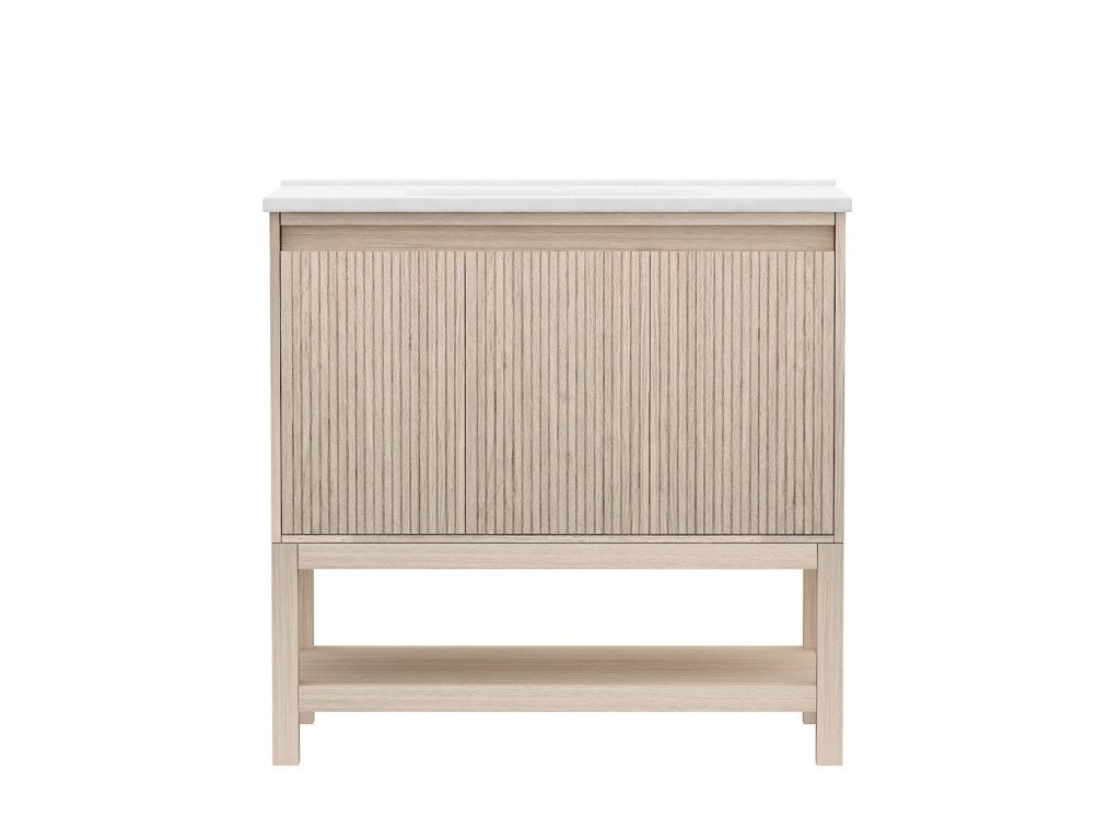 Mena 36-in Vanity Natural Wood With Porcelain Top
