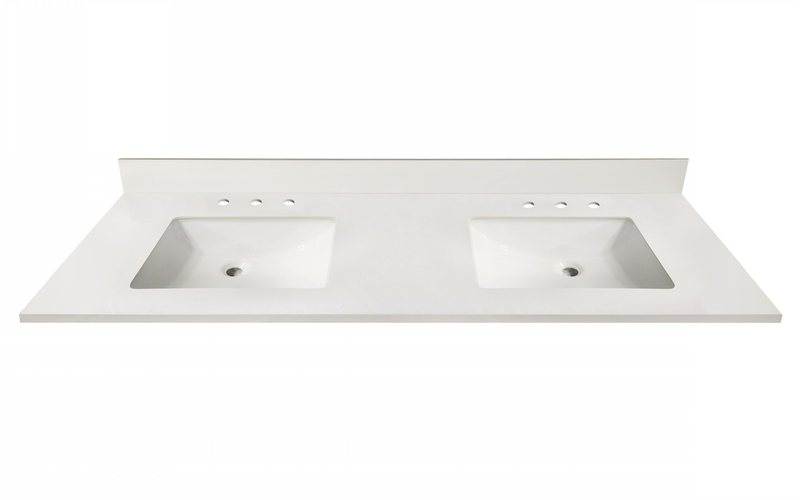 73-in Swan White Sintered Stone Double Sink Bathroom Vanity Top 