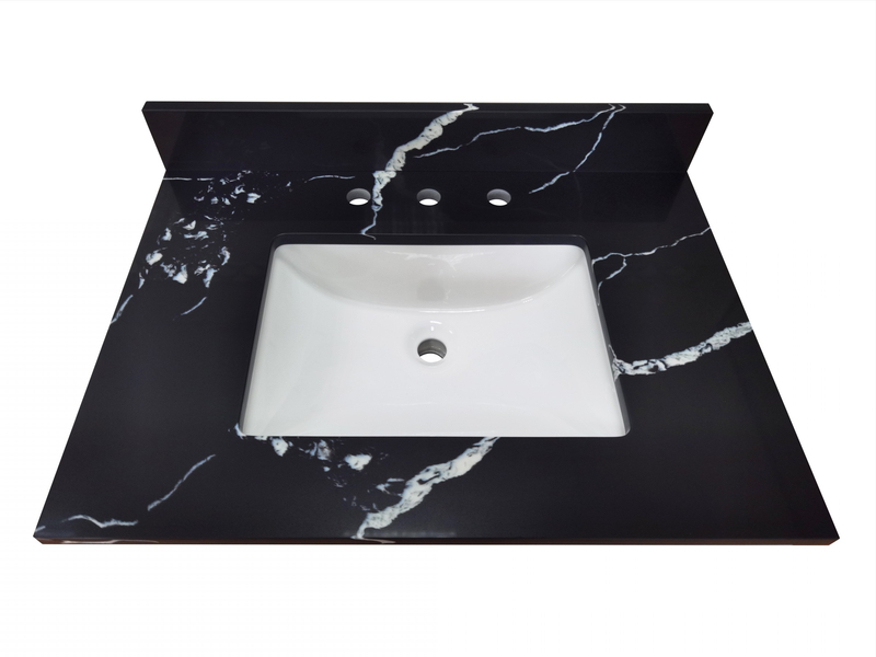 31-in Mersey Black Quartz Single Sink Bathroom Vanity Top