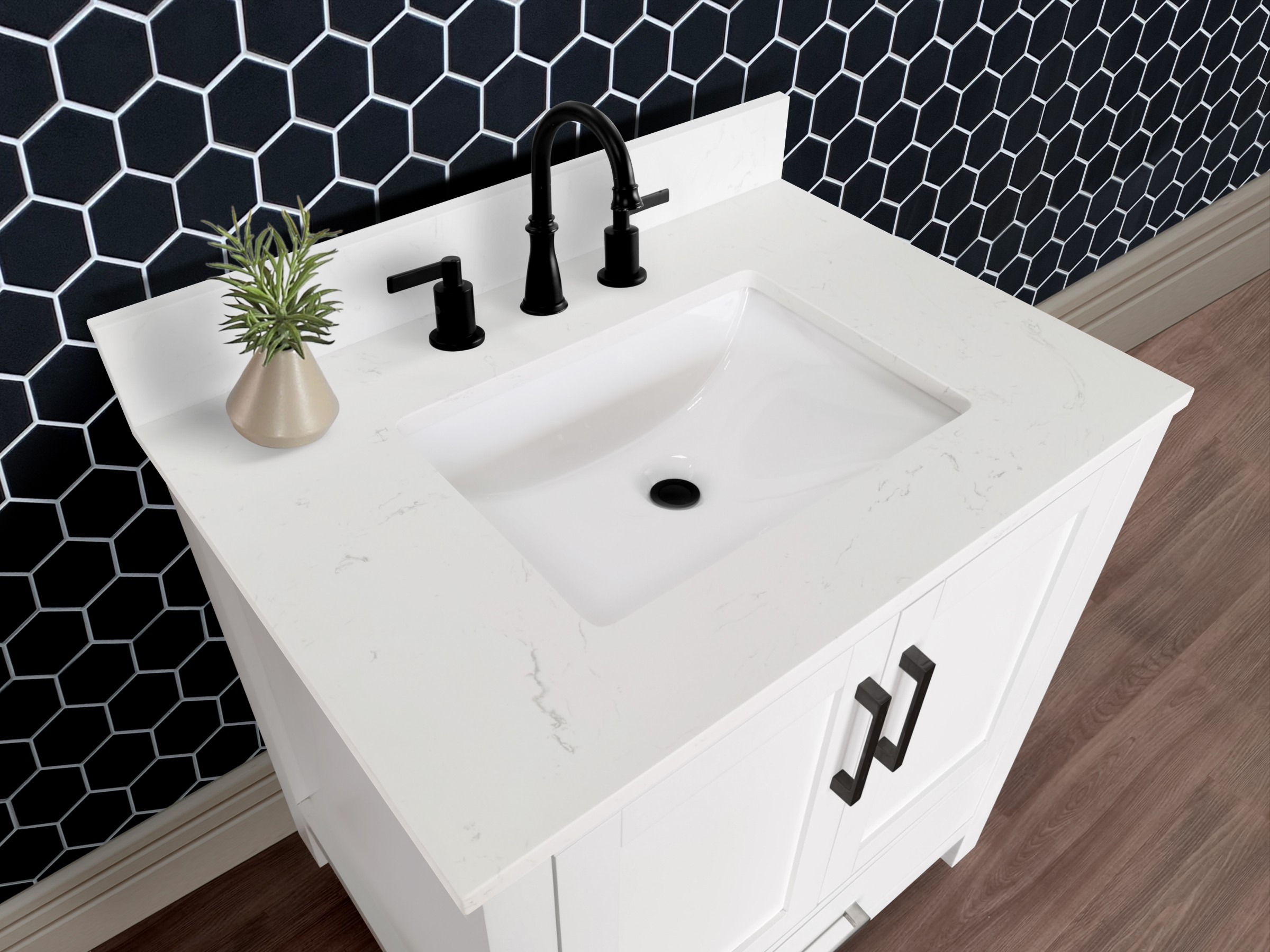 31-in Arabescato Engineered Marble Single Sink Bathroom Vanity Top