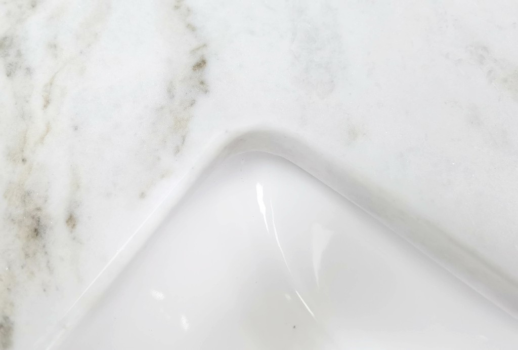 61-in Jazz White Marble Double Sink Bathroom Vanity Top
