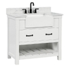Farmington 36-in White Single Sink Bathroom Vanity with Engineered Stone Vanity Top- V1.0