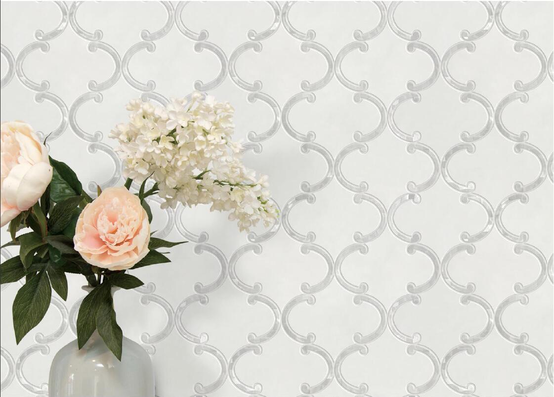 Thassos White & Mother Of Pearl Waterjet Mosaic