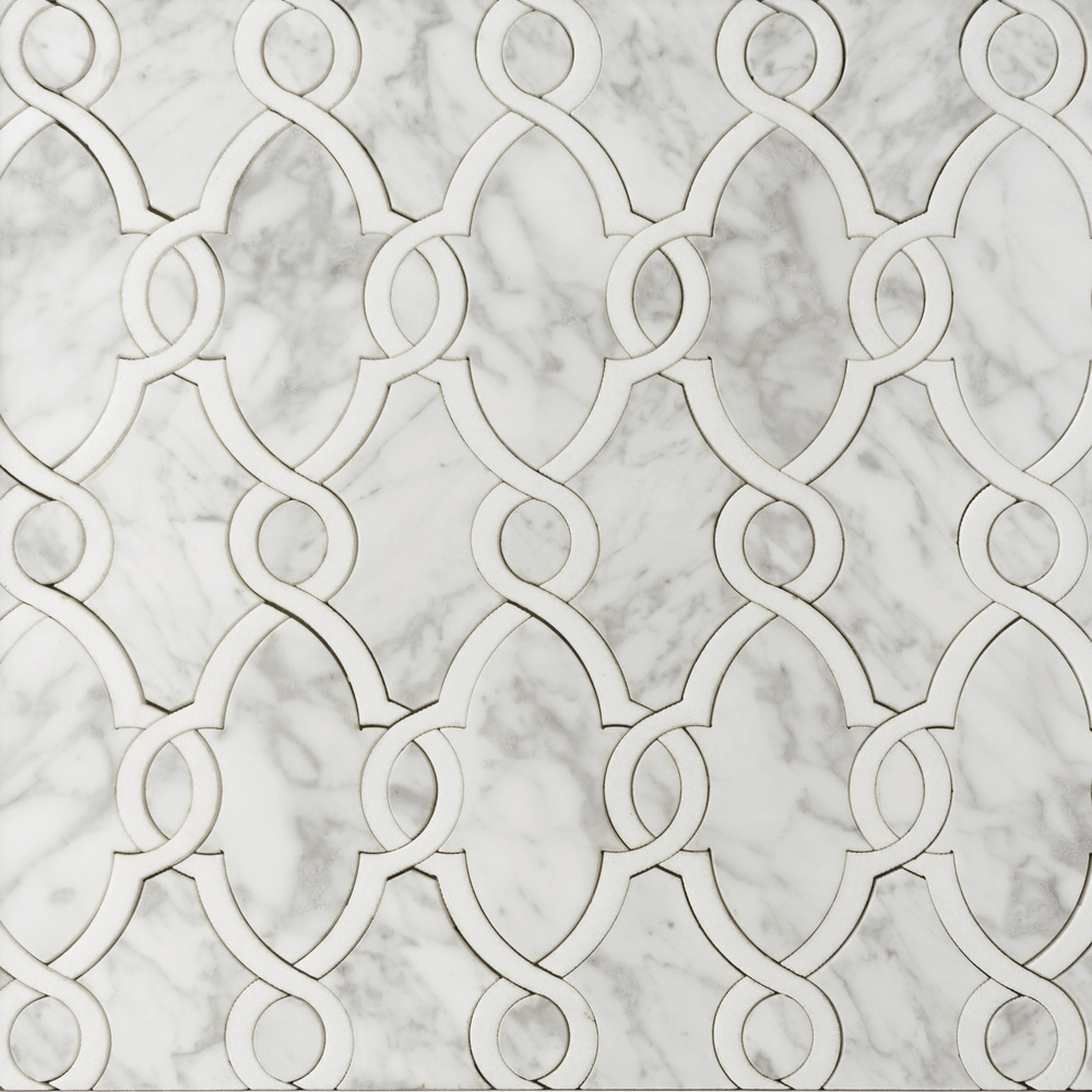 Carrara White & Thassos White Waterjet Mosaic 