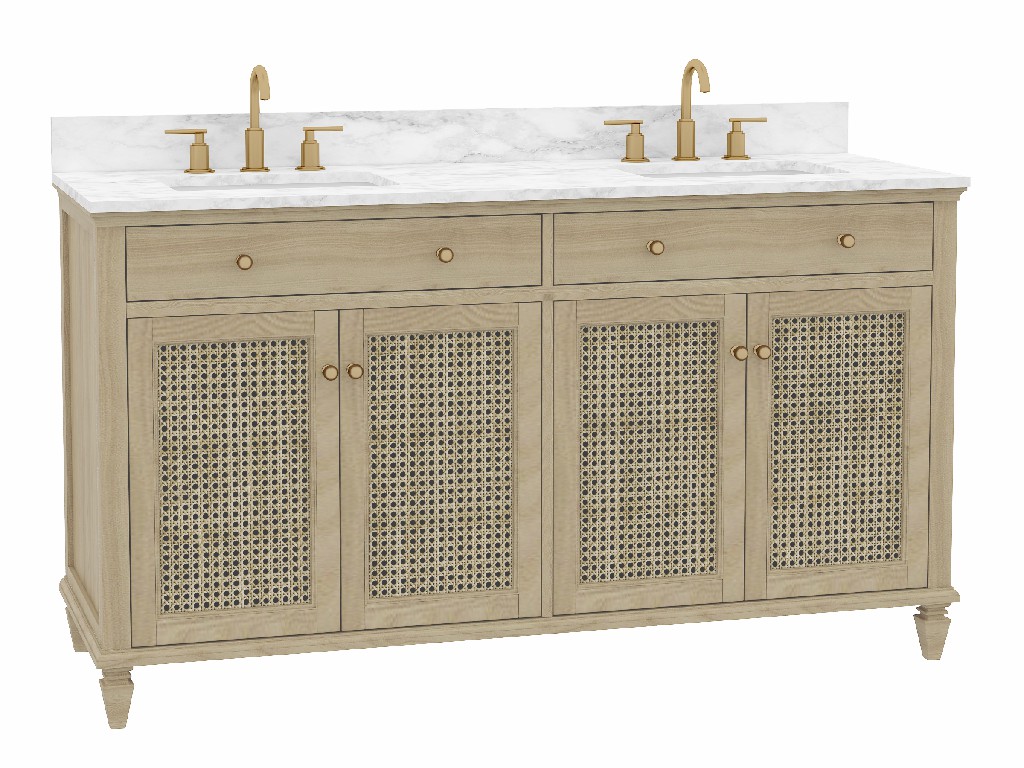 Ronnie 60-in Vanity Combo Nature Wooden with Carrara Engineered Stone Top