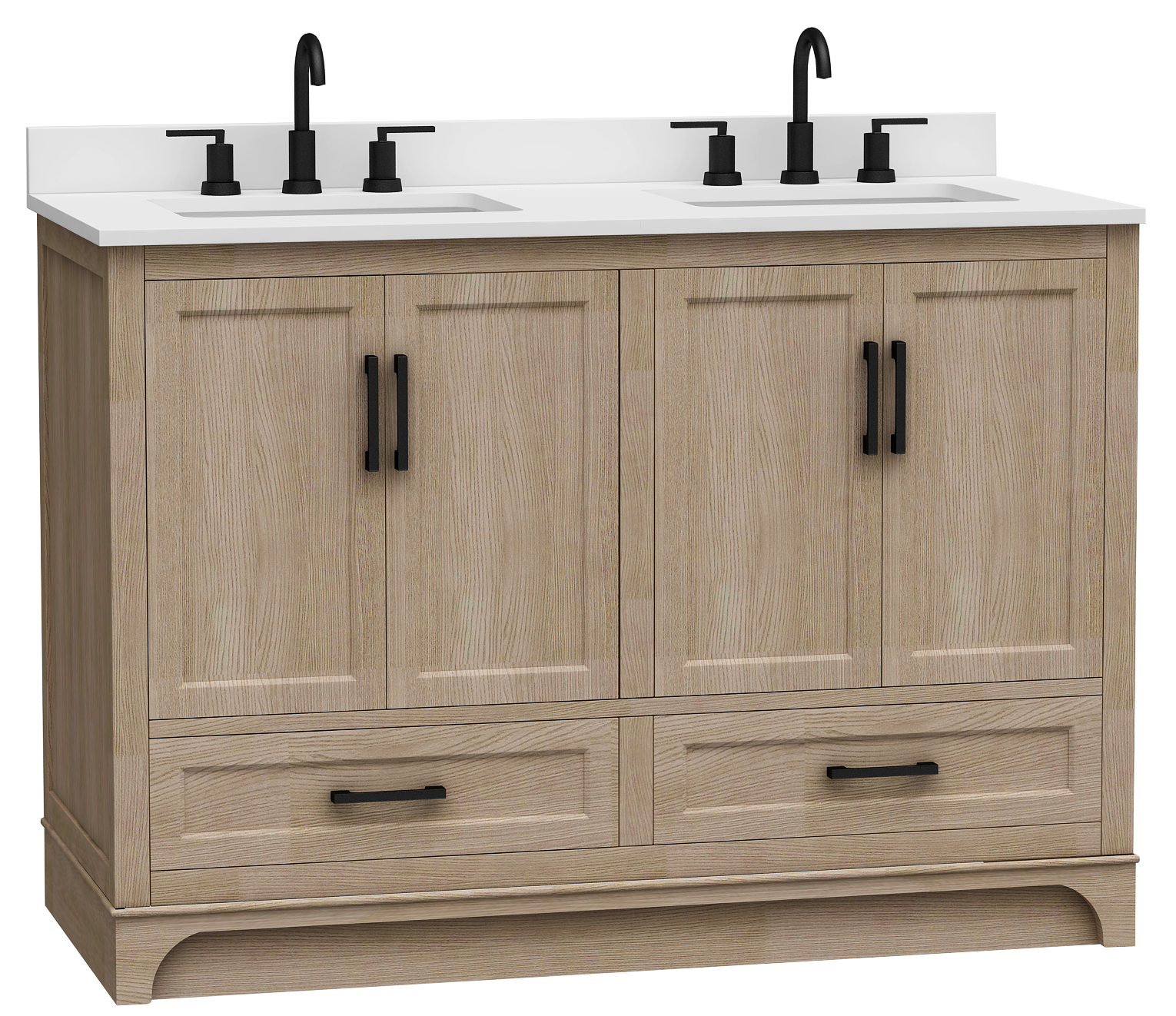 Retford 48-in Light Wood Double Sink Bathroom Vanity with Carrara White Engineered Stone Top