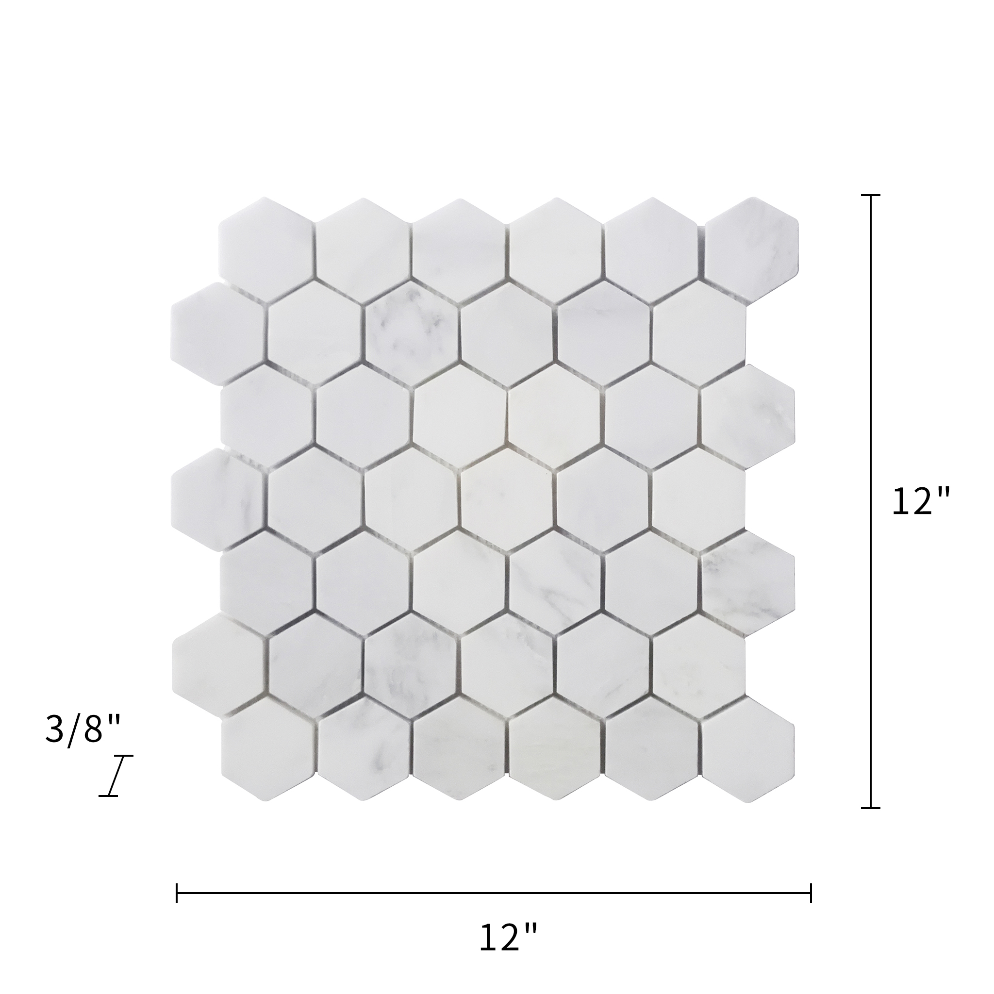 Oriental White Mosaic Honed 2" Hexagon 
