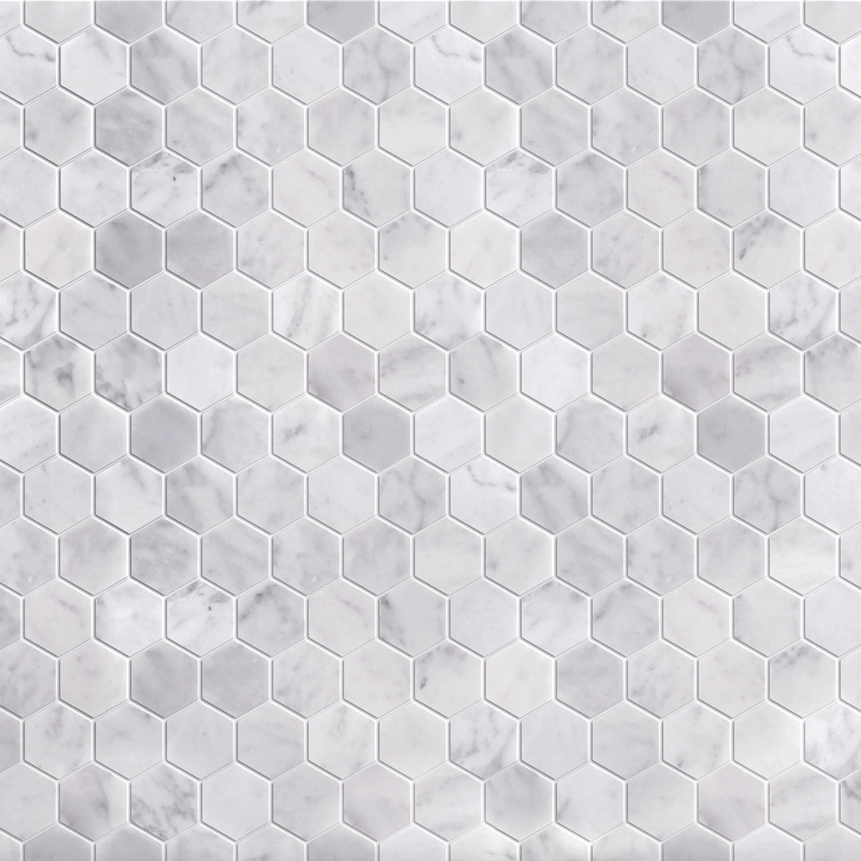 Carrara White Mosaic Polished 2" Hexagon 