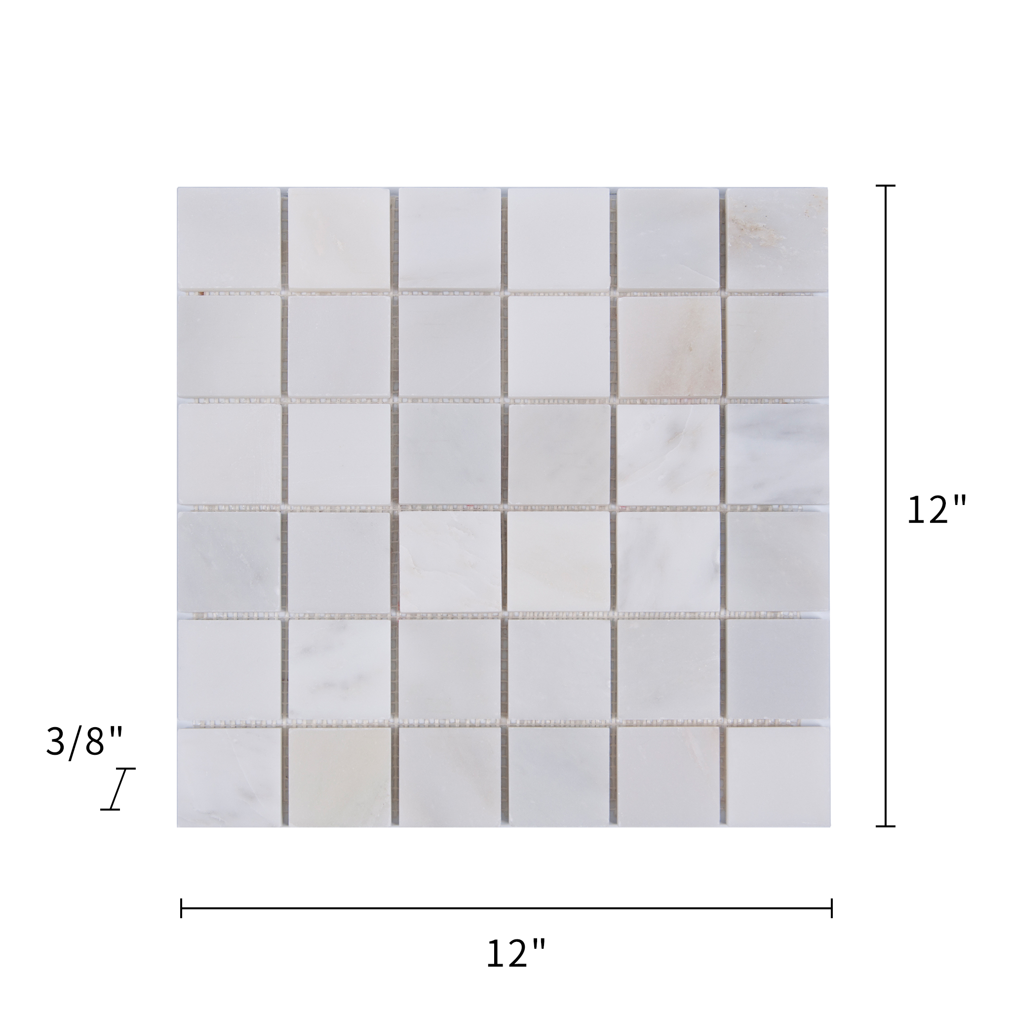  Oriental White Marble Mosaic Honed 2"×2"