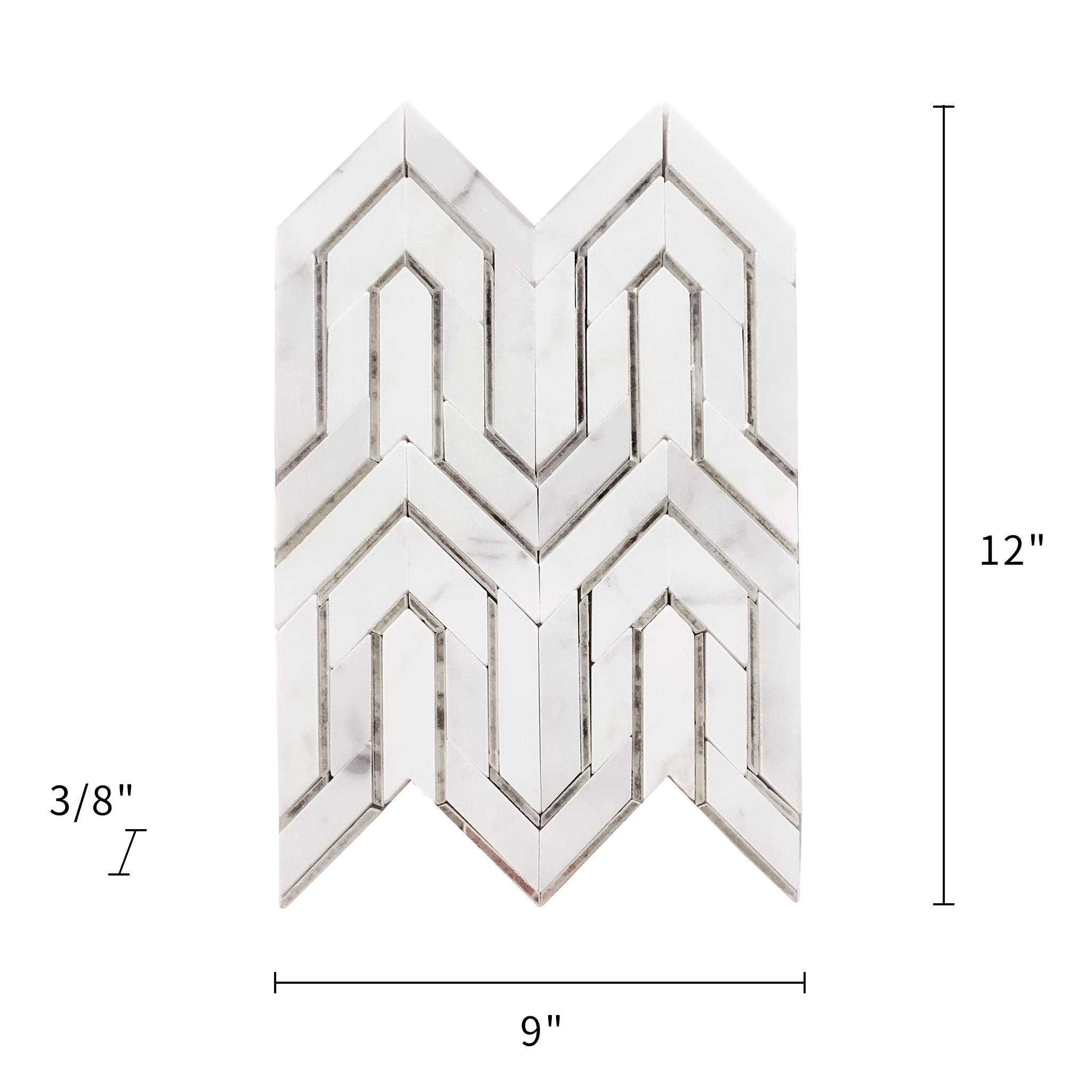 Carrara White with Antique Mirror Waterjet Mosaic Arrow 