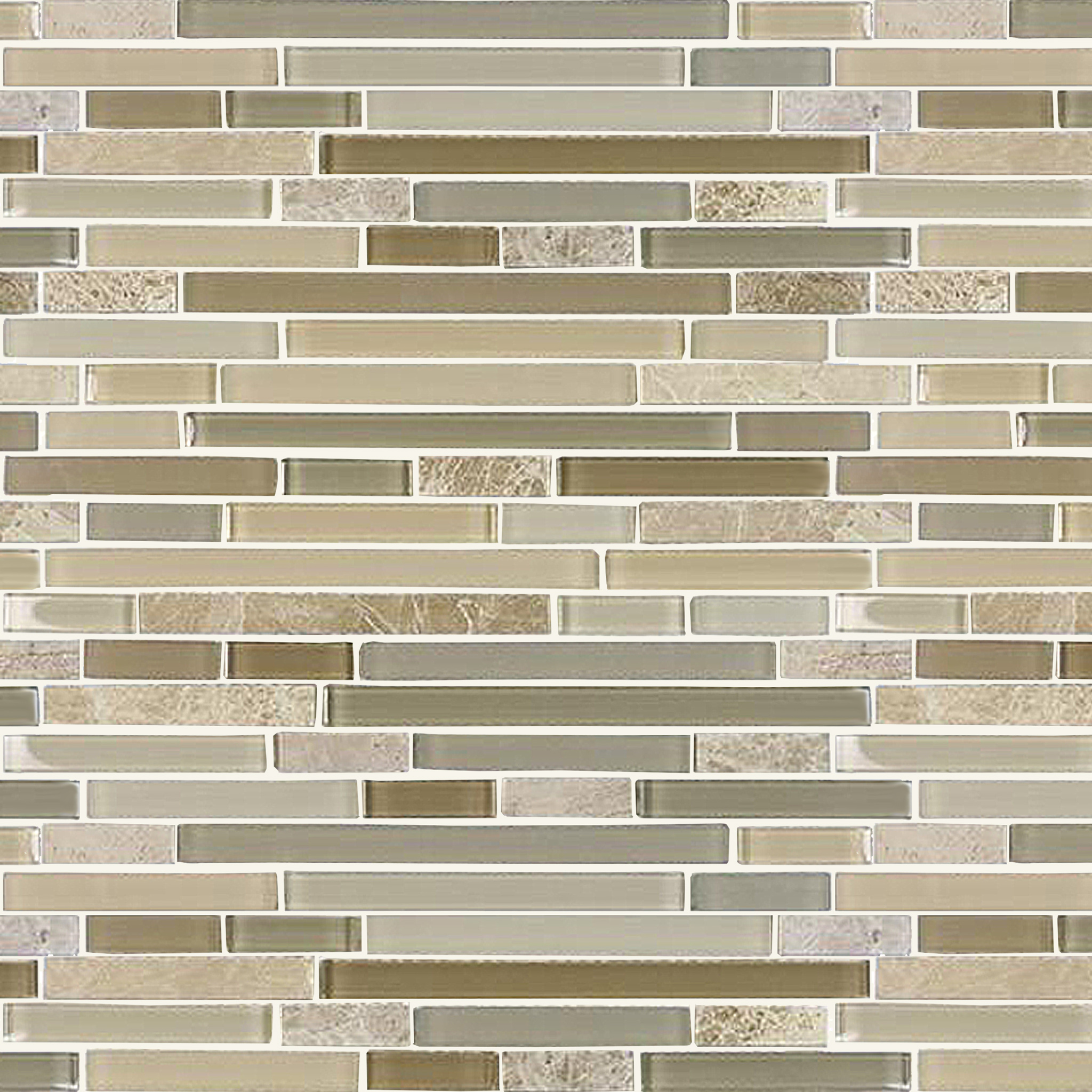 Brown Staccato - Quartzet & Glass Mosaic Strips