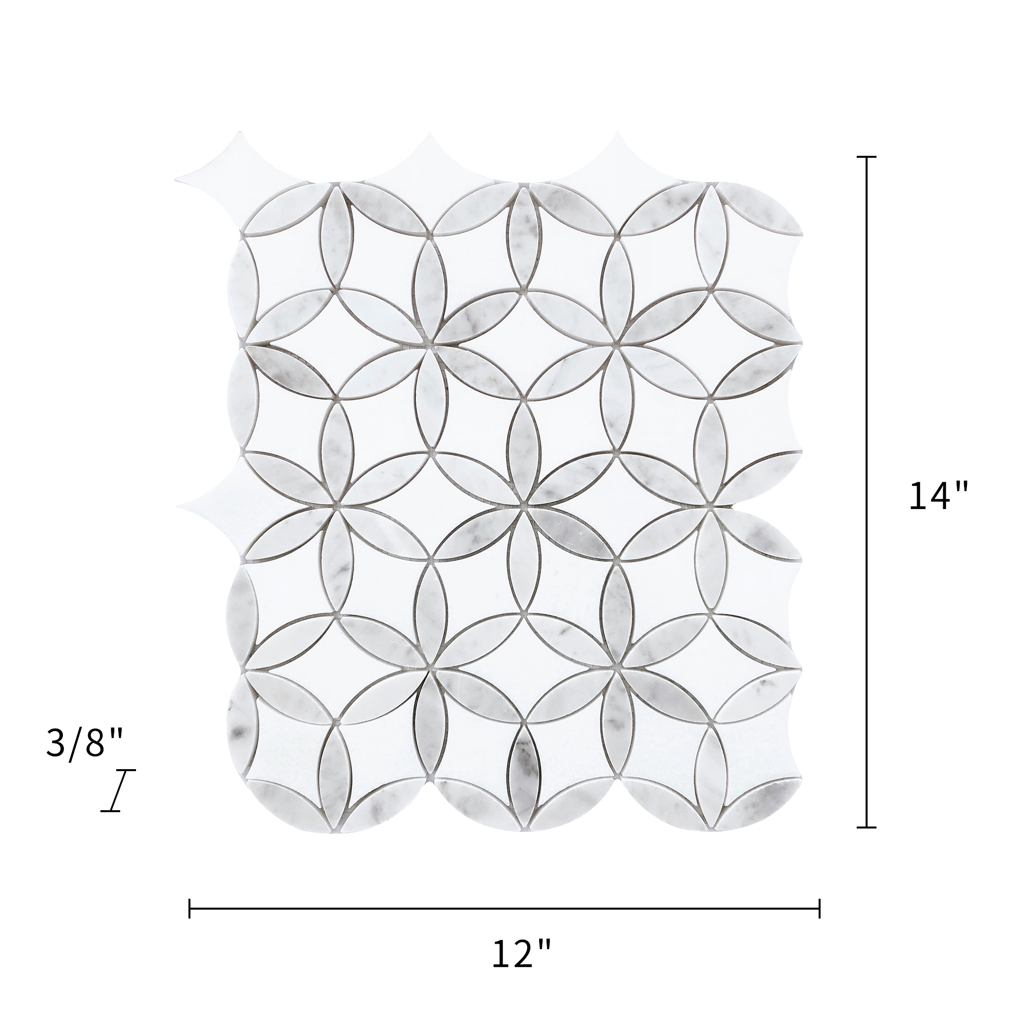 Thassos & Carrara Marble Waterjet Flower 