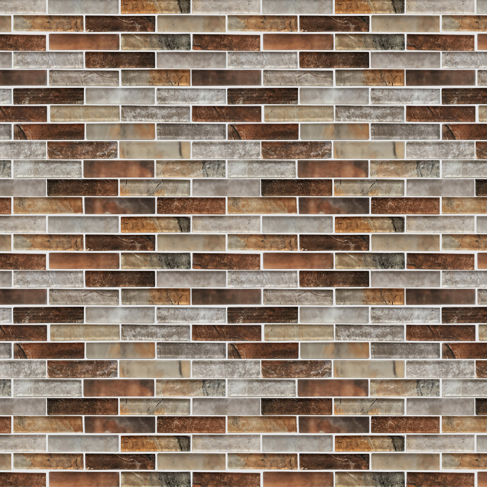 Grey Umber - Textured Mixed Color Glass Mosaic 