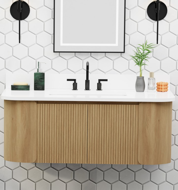 Osage 48.5-in Vanity Combo Wood with White Quartz Top 