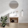 Mena 24 -in Vanity Natural Wood With Porcelain Top