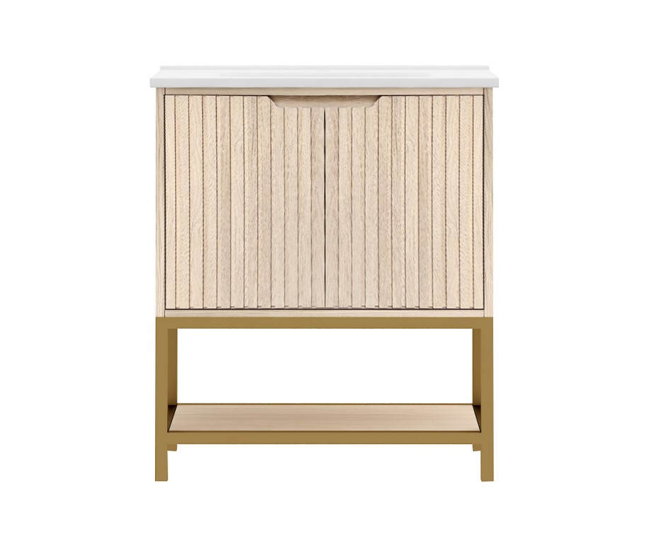 Moyers 30-in Vanity Combo Light Wooden with white Porcelain Top