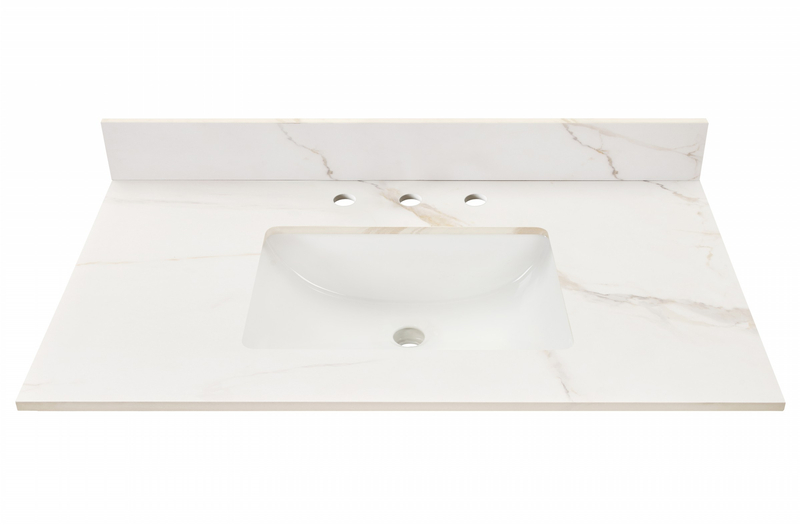 49-in Calacatta Gold Sintered Stone Single Sink Bathroom Vanity Top 