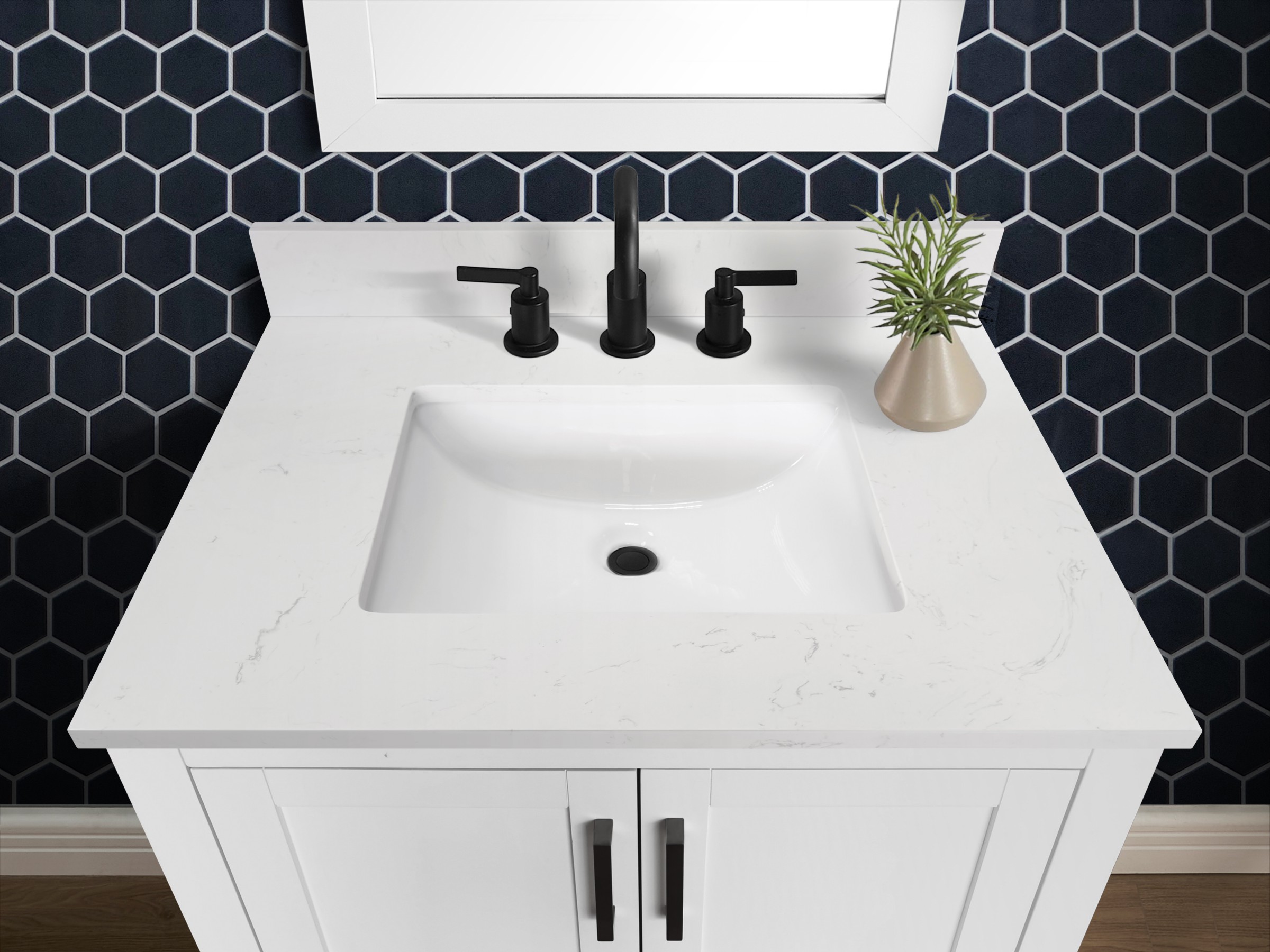 31-in Arabescato Engineered Marble Single Sink Bathroom Vanity Top