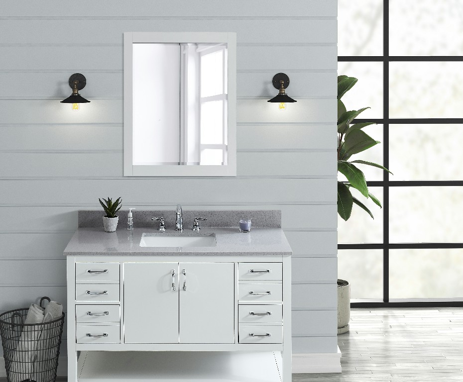 49-in Koala Gray Engineered Marble Single Sink Bathroom Vanity Top (Meridian Gray)