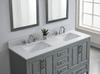 61-in Carrara White Quartz Double Sink Bathroom Vanity Top