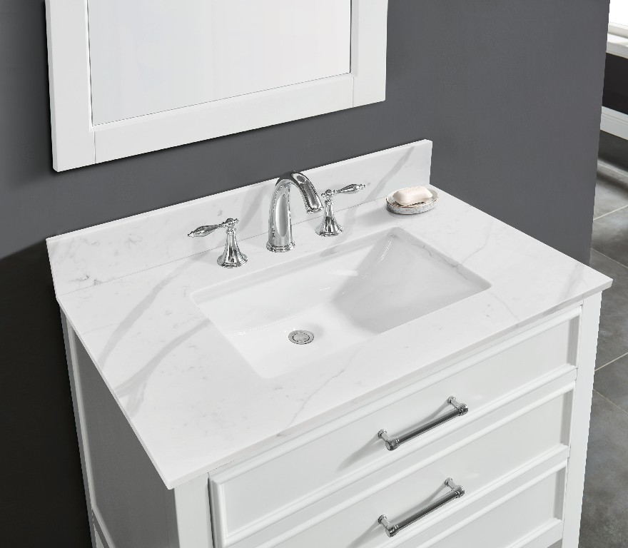 37-in Calacatta Quartz Single Sink Bathroom Vanity Top