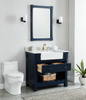 Farmington 36-in Vanity Combo in Navy Blue with 1in Thichness Authentic Italian Carrara Marble Top - Plus V2.0