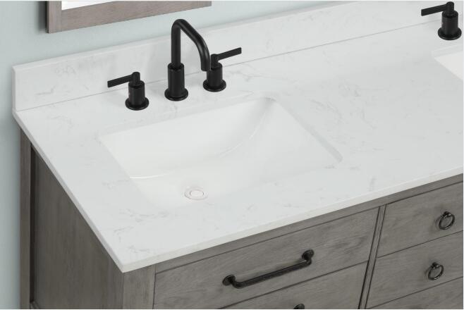 Orkney 60-in Smoke Wooden Double Sink Bathroom Vanity with Engineered Stone Vanity Top