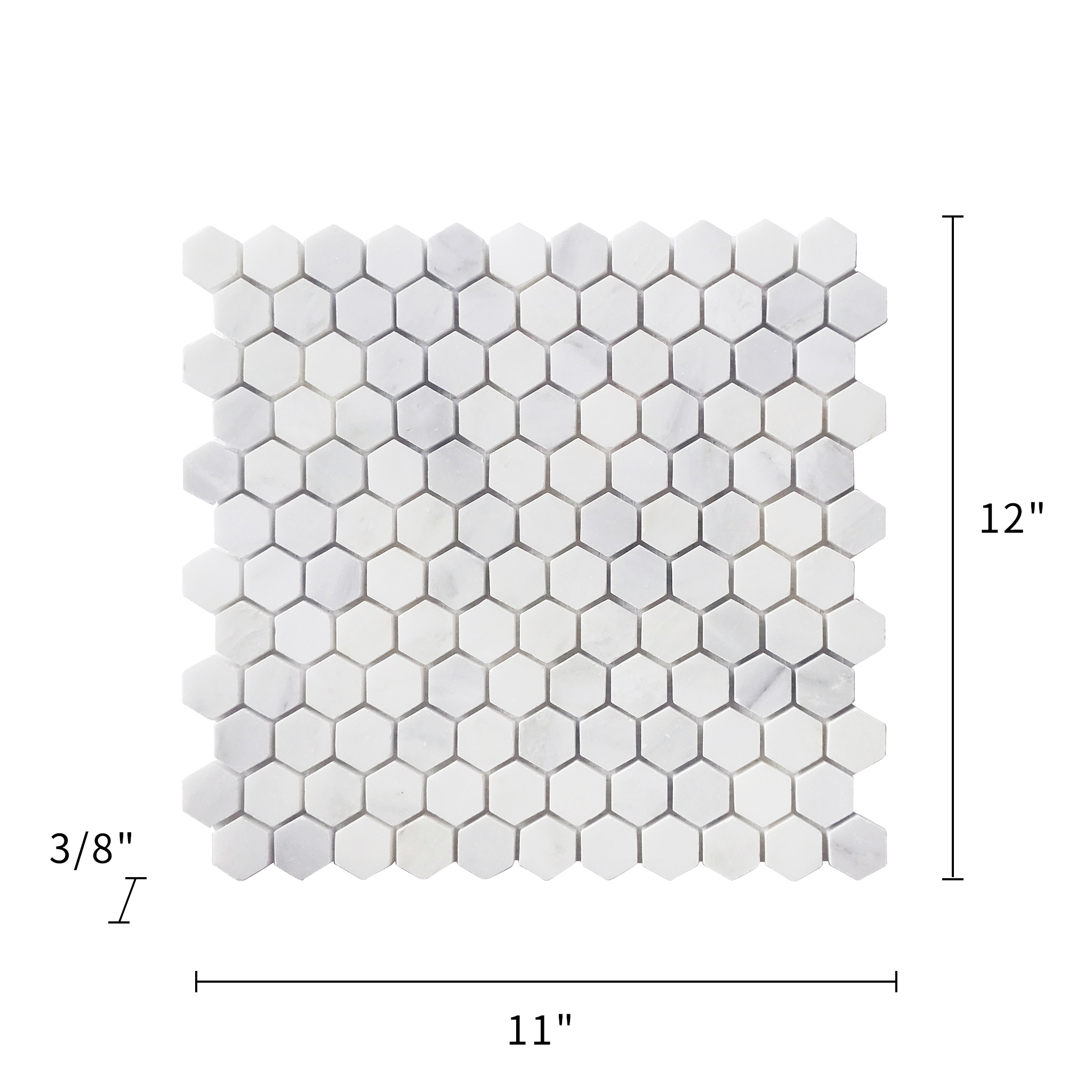  Oriental White Mosaic Honed 1" Hexagon 