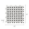 Satin Glazed White + Glossy Black Basketweave Porcelain Mosaic 000722