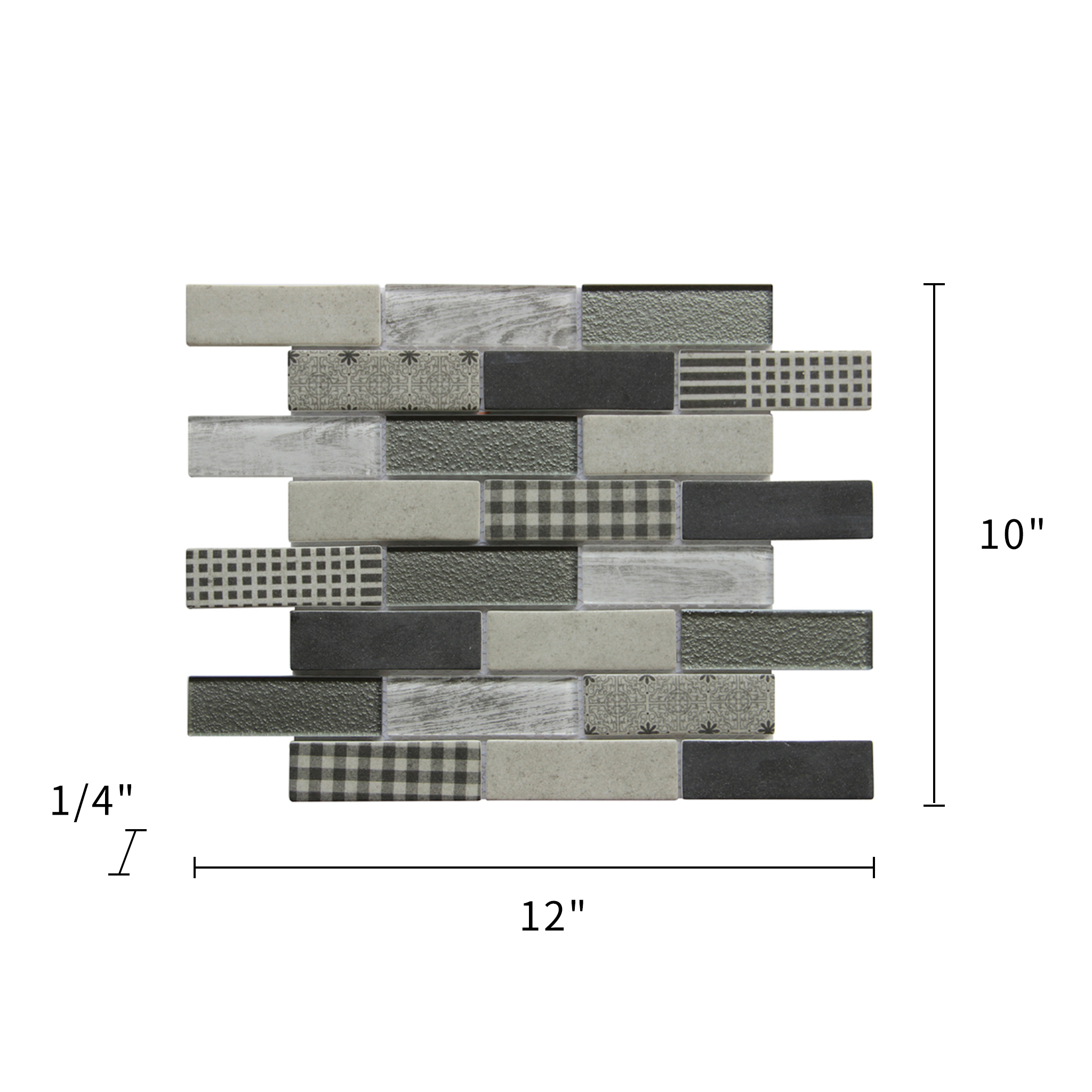 French Gingham Brick Glass Mosaic