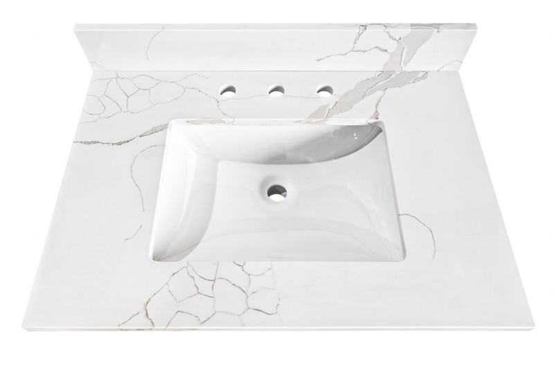 31-in Ferrara White Quartz Single Sink Bathroom Vanity Top