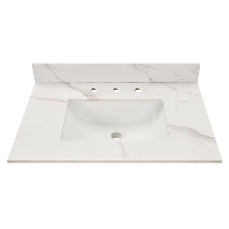 37-in Calacatta Gold Sintered Stone Single Sink Bathroom Vanity Top 