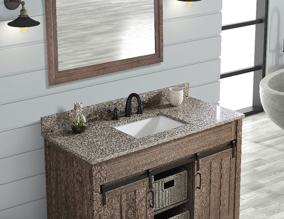 43-in Siena Quartz Single Sink Bathroom Vanity Top (Castle Rock)