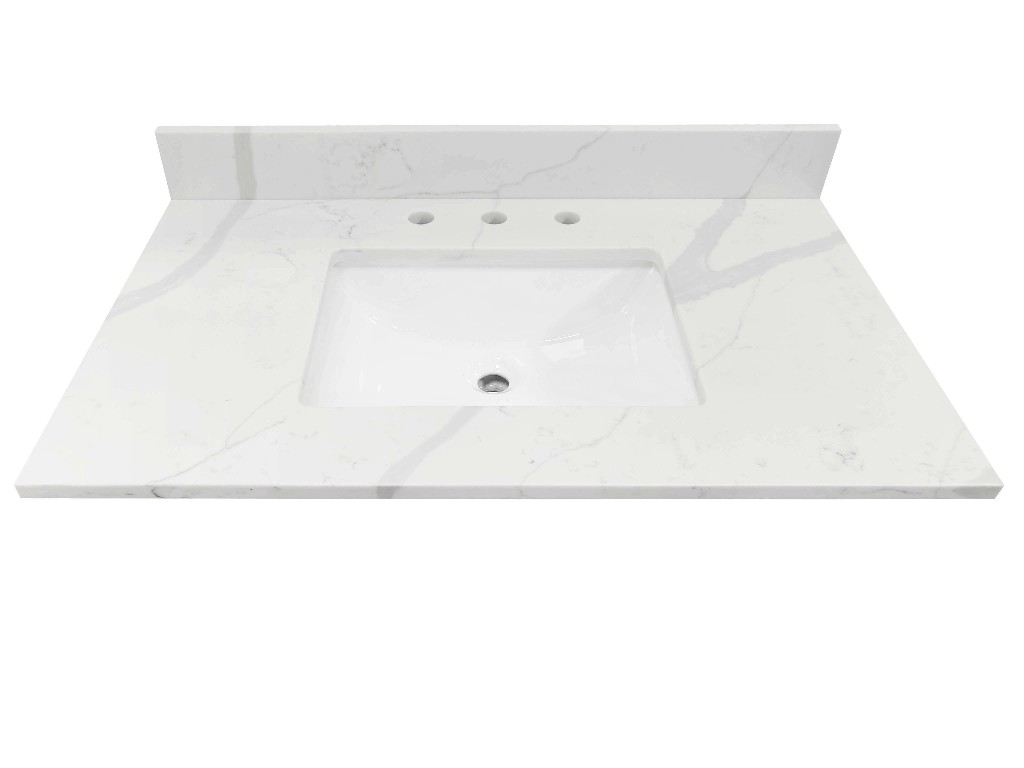 43-in Statuario White Quartz Single Sink Bathroom Vanity Top