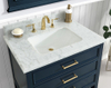 Manhattan 30-in Navy Blue Single Sink Bathroom Vanity with Carrara White Natural Marble Top- V1.0