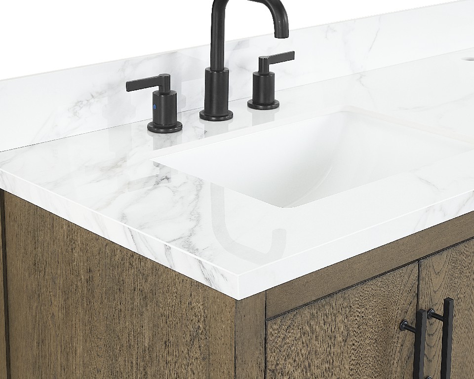 Solon 60-in Vanity ComboAntique Elm with Calacatta Sintered Stone Top