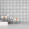 Satin Glazed White + Satin Black Octagon Porcelain Mosaic 000722