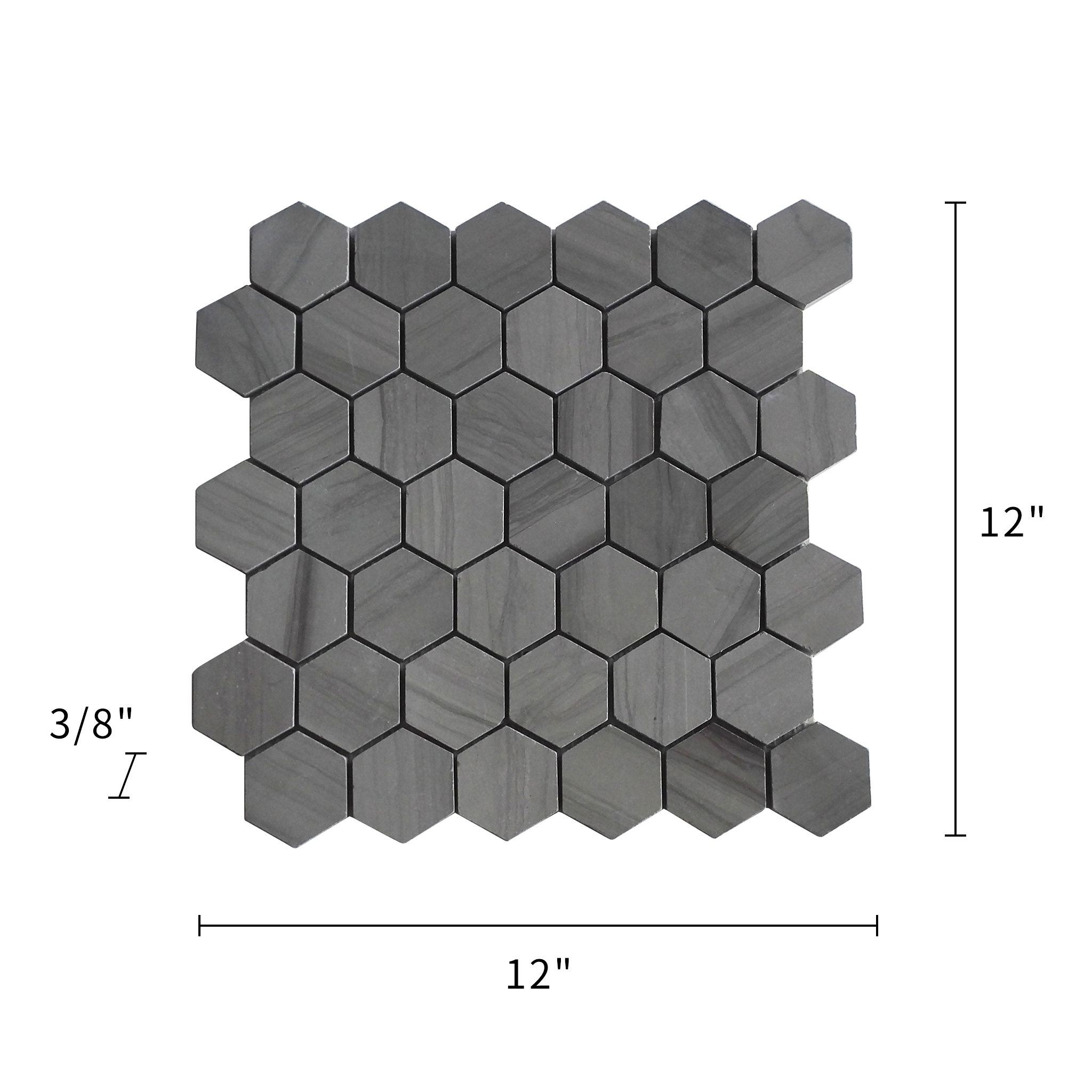 Athens Gray Mosaic Honed 2" Hexagon 