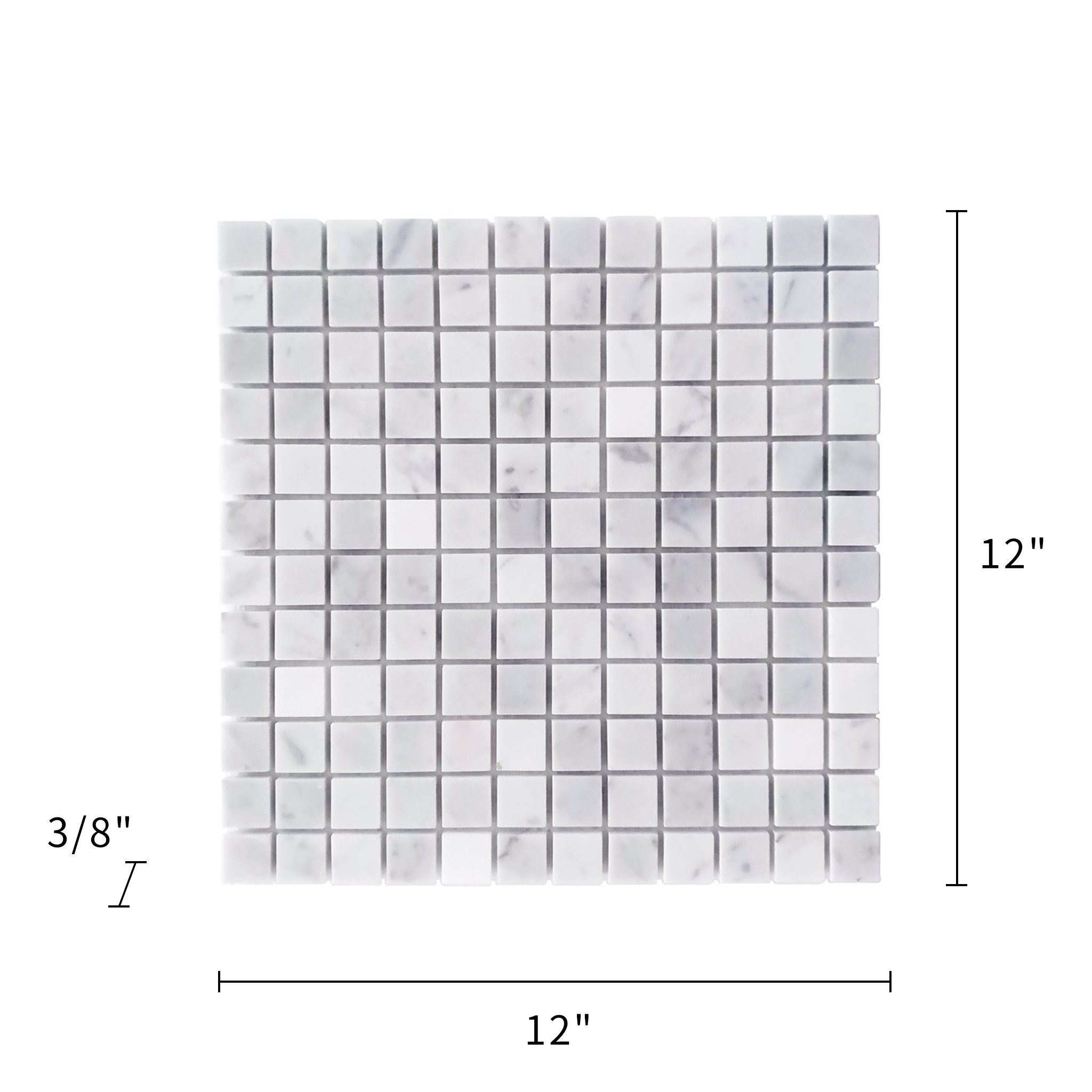 Carrara White Marble Mosaic 1"×1" Polished 