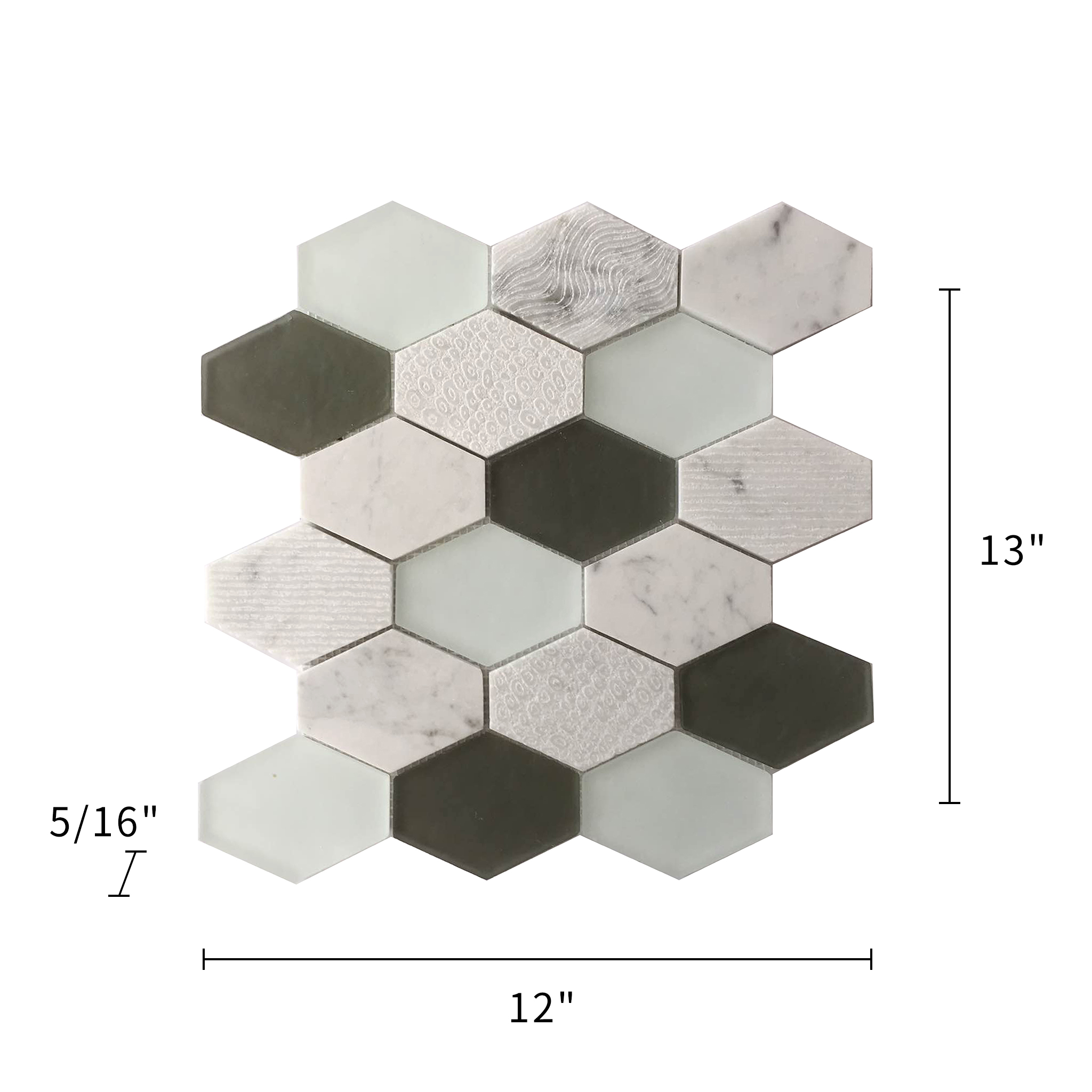 Anthracite Geo-Hex Sequin 3"×4" Pattern Hexagon