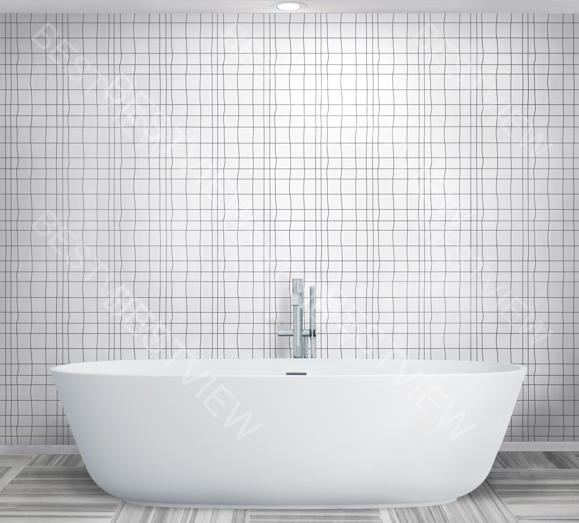 THASSOS MARBLE RANDOM SQUARE MOSAIC 00748