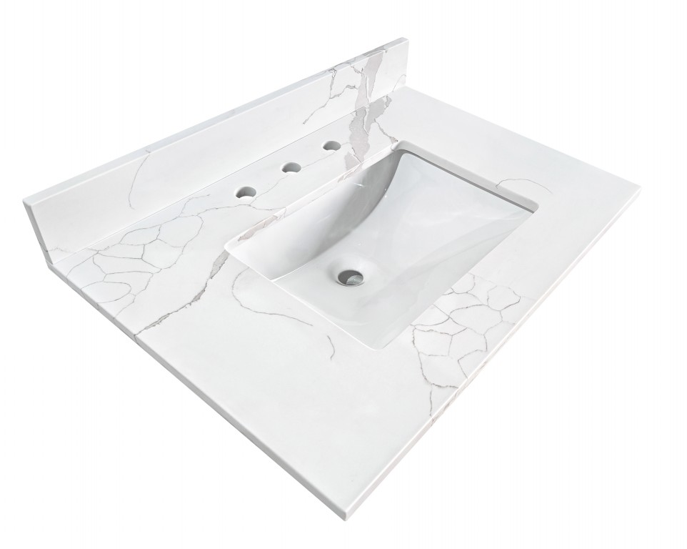 31-in Ferrara White Quartz Single Sink Bathroom Vanity Top