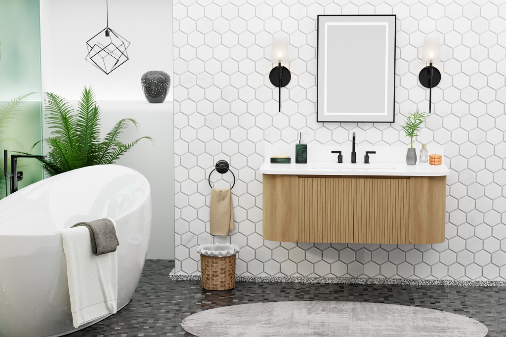 Osage 48.5-in Vanity Combo Wood with White Quartz Top 