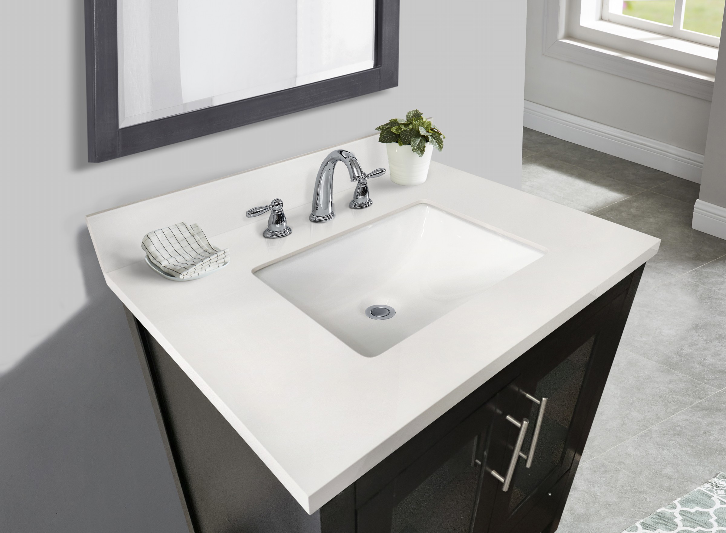 31-in Swan White Sintered Stone Single Sink Bathroom Vanity Top 