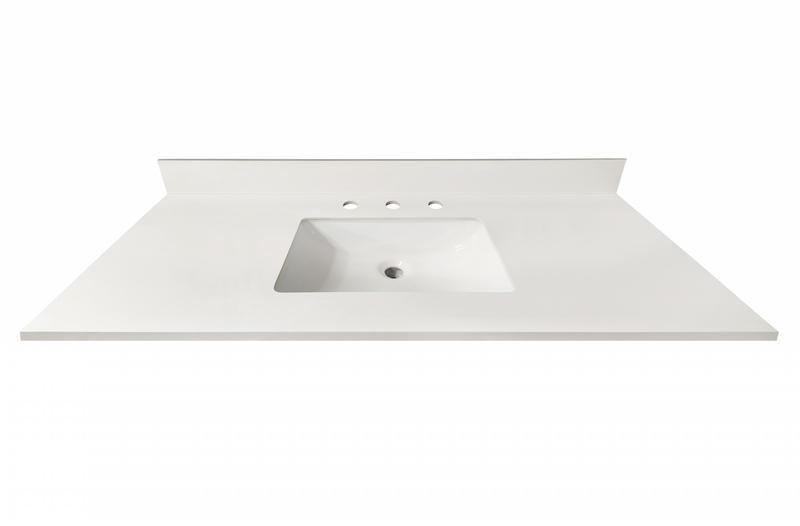 61-in Swan White Sintered Stone Single Sink Bathroom Vanity Top 