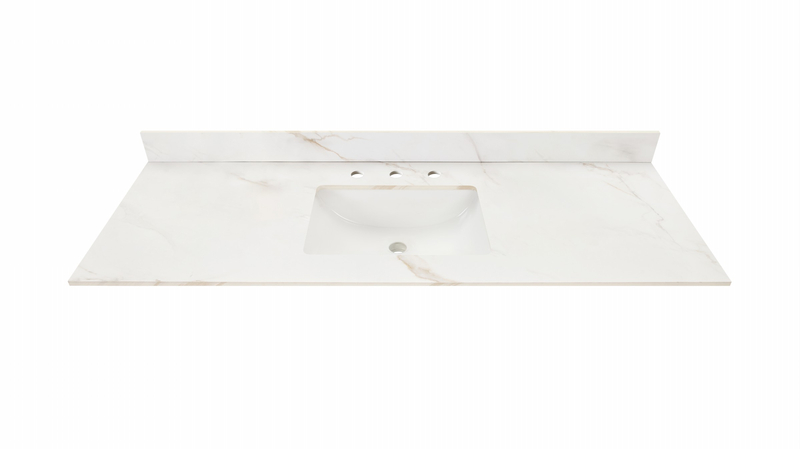 61-in Calacatta Gold Sintered Stone Single Sink Bathroom Vanity Top 