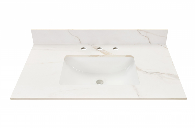 43-in Calacatta Gold Sintered Stone Single Sink Bathroom Vanity Top 
